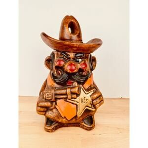 Vintage 1960s California Originals Winking Sheriff Cookie Jar - Western Decor US